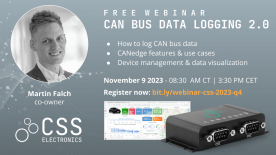 Partecipa gratis al webinar di CSS Electronics su CAN Bus Data Logging 2.0