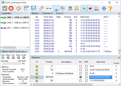 Software support for the Ixxat PC interfaces