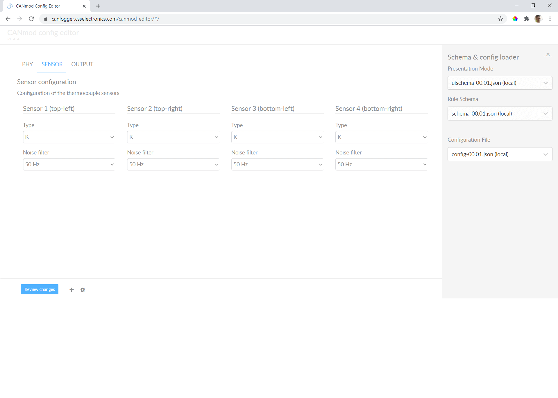 The CANmod.temp can be configured via the USB connector using our online/offline config editor tool (or a simple JSON text editor)